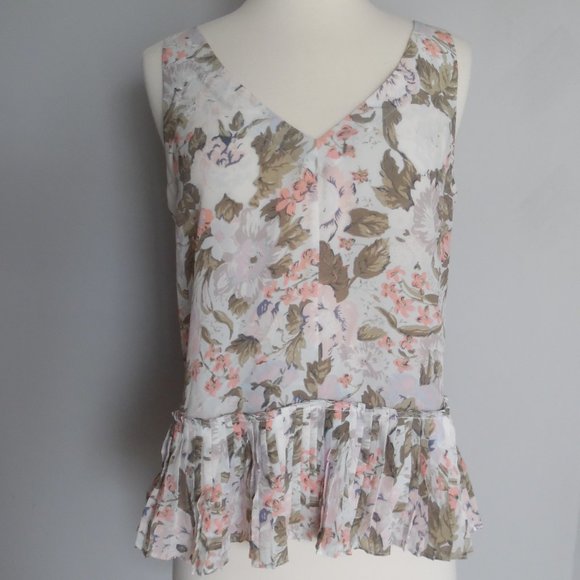 REBECCA TAYLOR Flora Silk Penelope V Neck TankTop - Picture 5 of 12